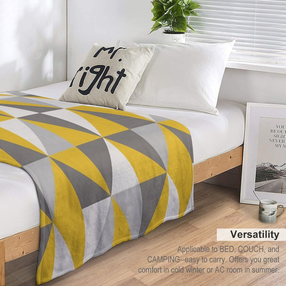 Retro Triangle Design in Yellow And Grey Premium Throw Blanket