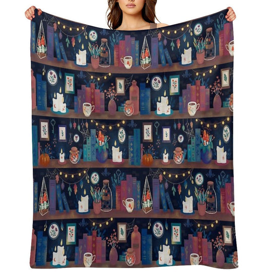 Whimsigothic Library Machine-washable Throw Blanket