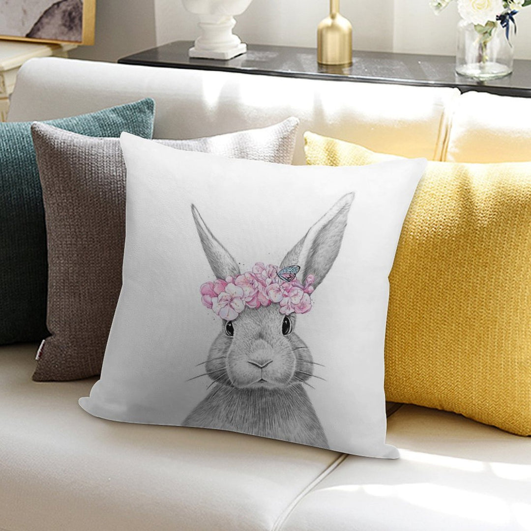 Spring Bunny Soft Decorative Cover Throw Pillow