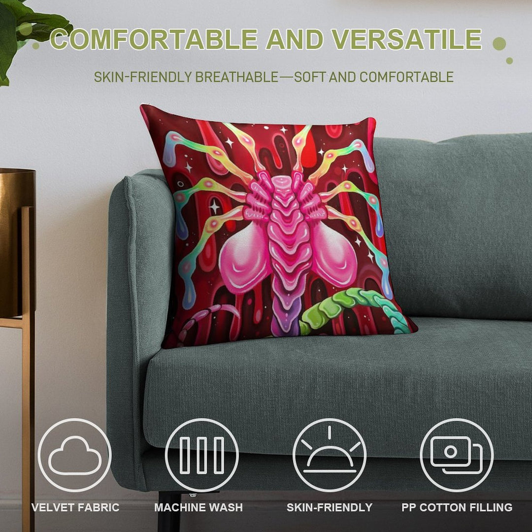 Rainbow Alien Soft Shrink-Resistant Throw Pillow