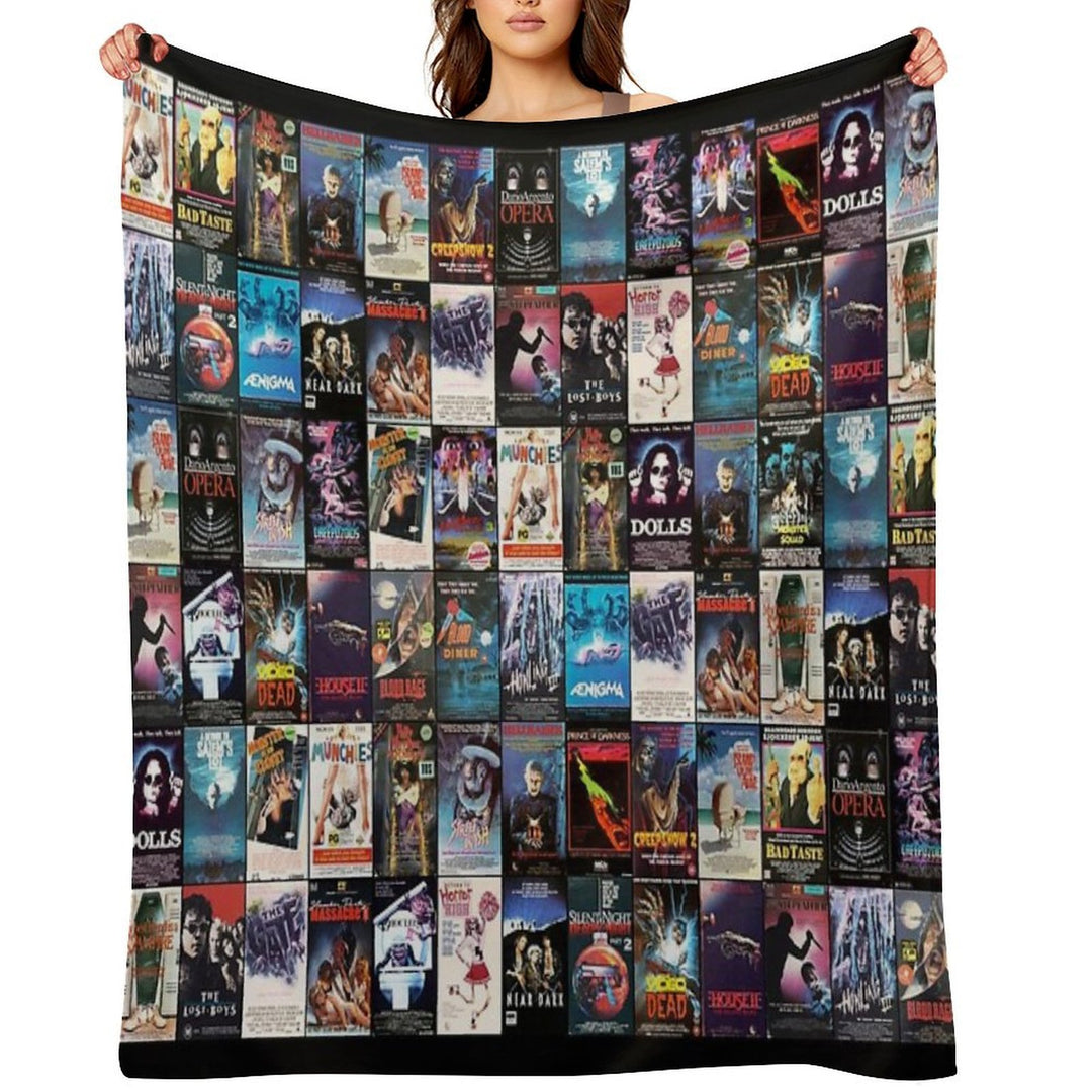 RETRO HORROR VHS ARTWORK - 1987 Machine-washable Throw Blanket