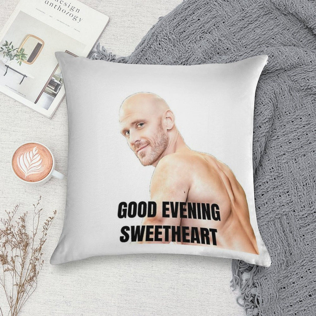 Johnny Sins Good Evening Sweetheart Soft Short Plush Fabric Throw Pillow