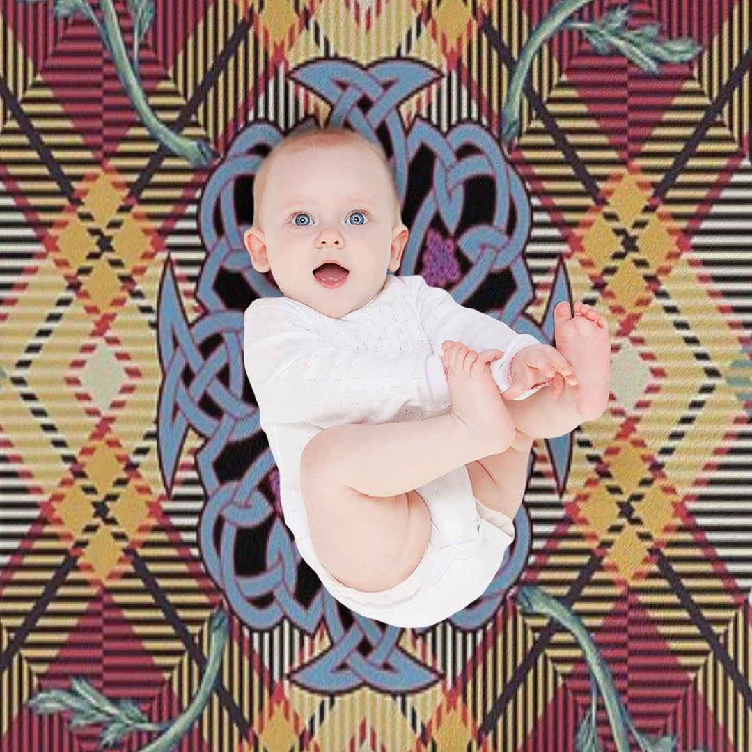 Scottish Thistle Tartan Easy Care Throw Blanket