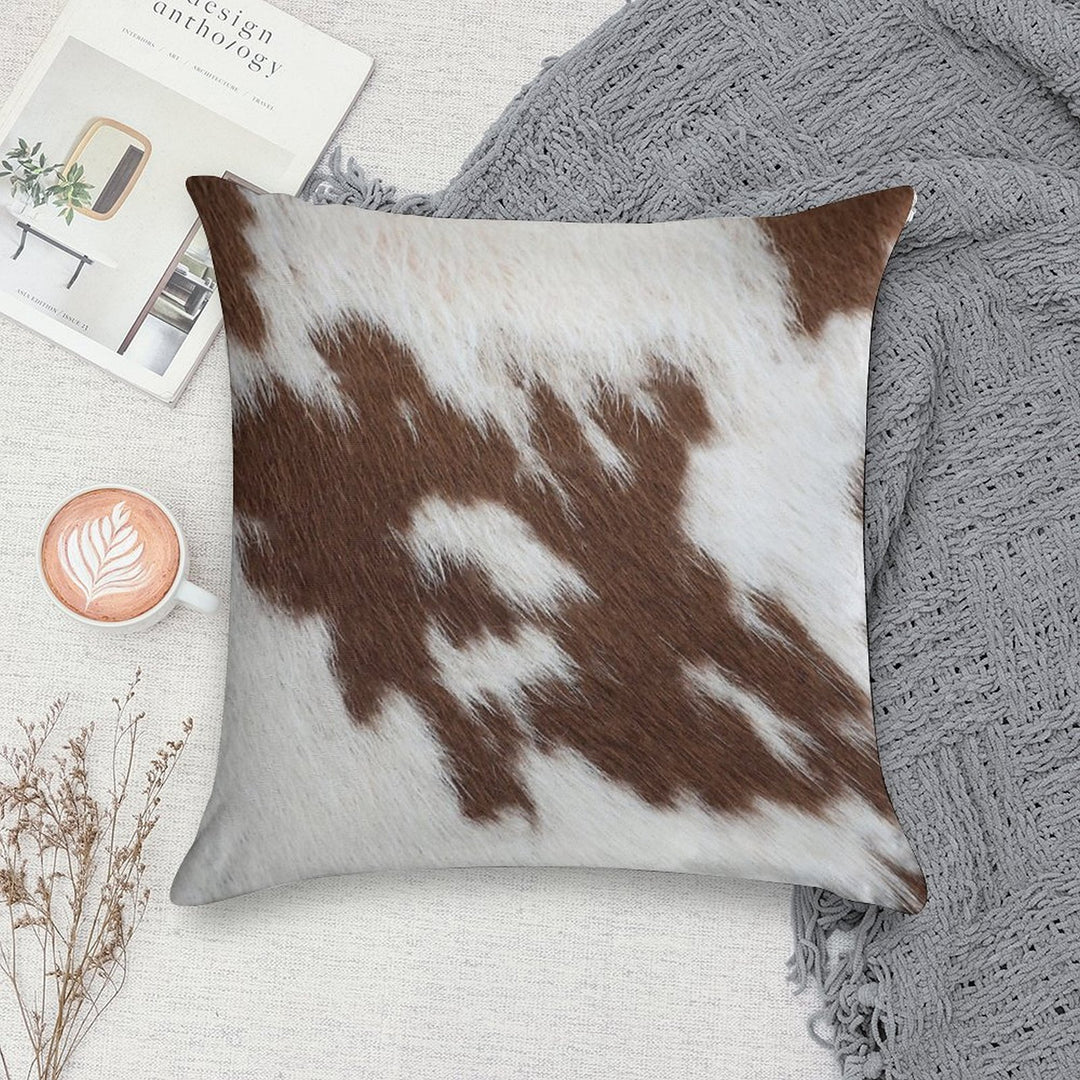 Cow Hide Dark Brown & White Soft Decorative Cover Throw Pillow
