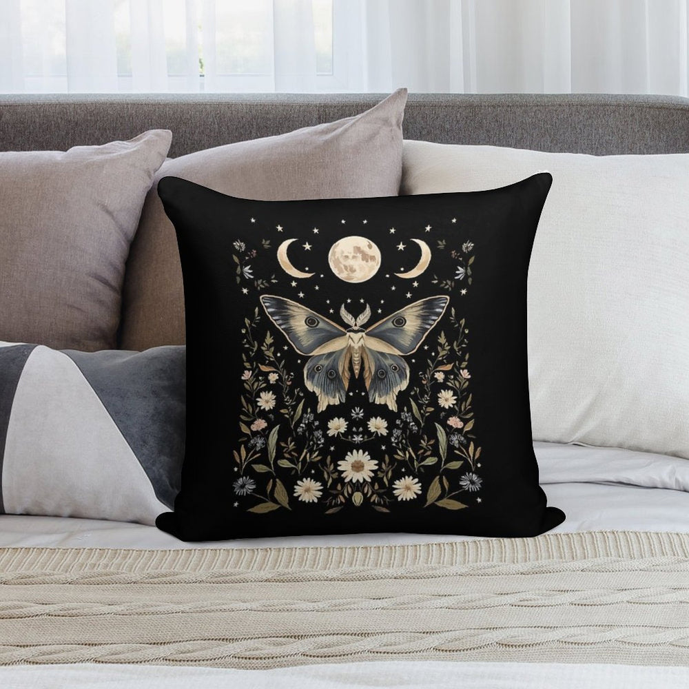 Witchy Cottagecore Botanical Moth Soft Luxury Feel Throw Pillow