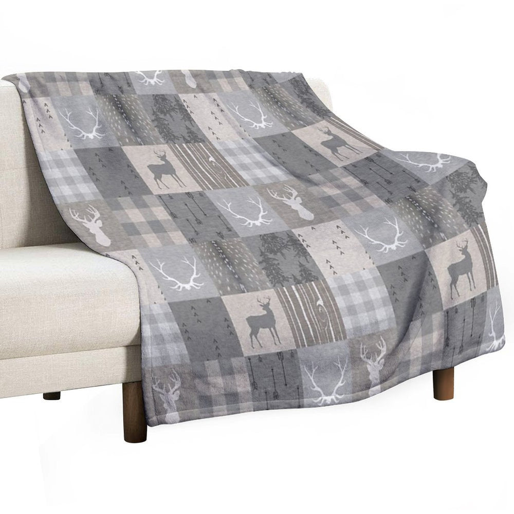 Rustic Woodland Patchwork - Grey And Beige All-season Throw Blanket