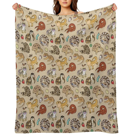 Reptile Pets Pattern - Sand Versatility Throw Blanket