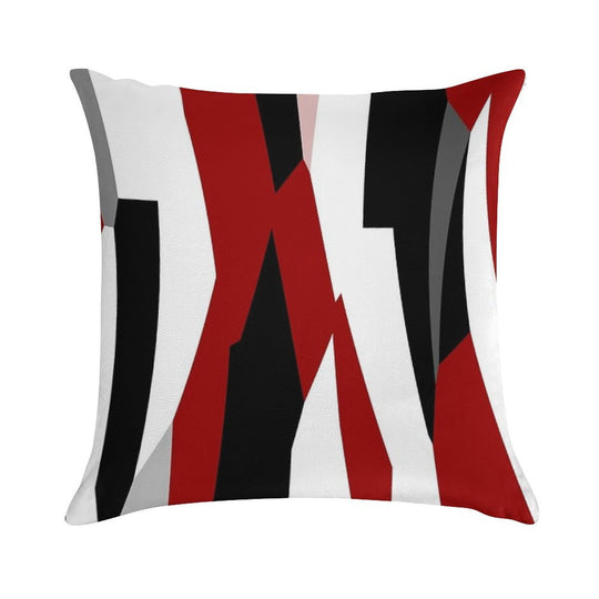 Red Black And White Abstract Soft High-Density Material Throw Pillow