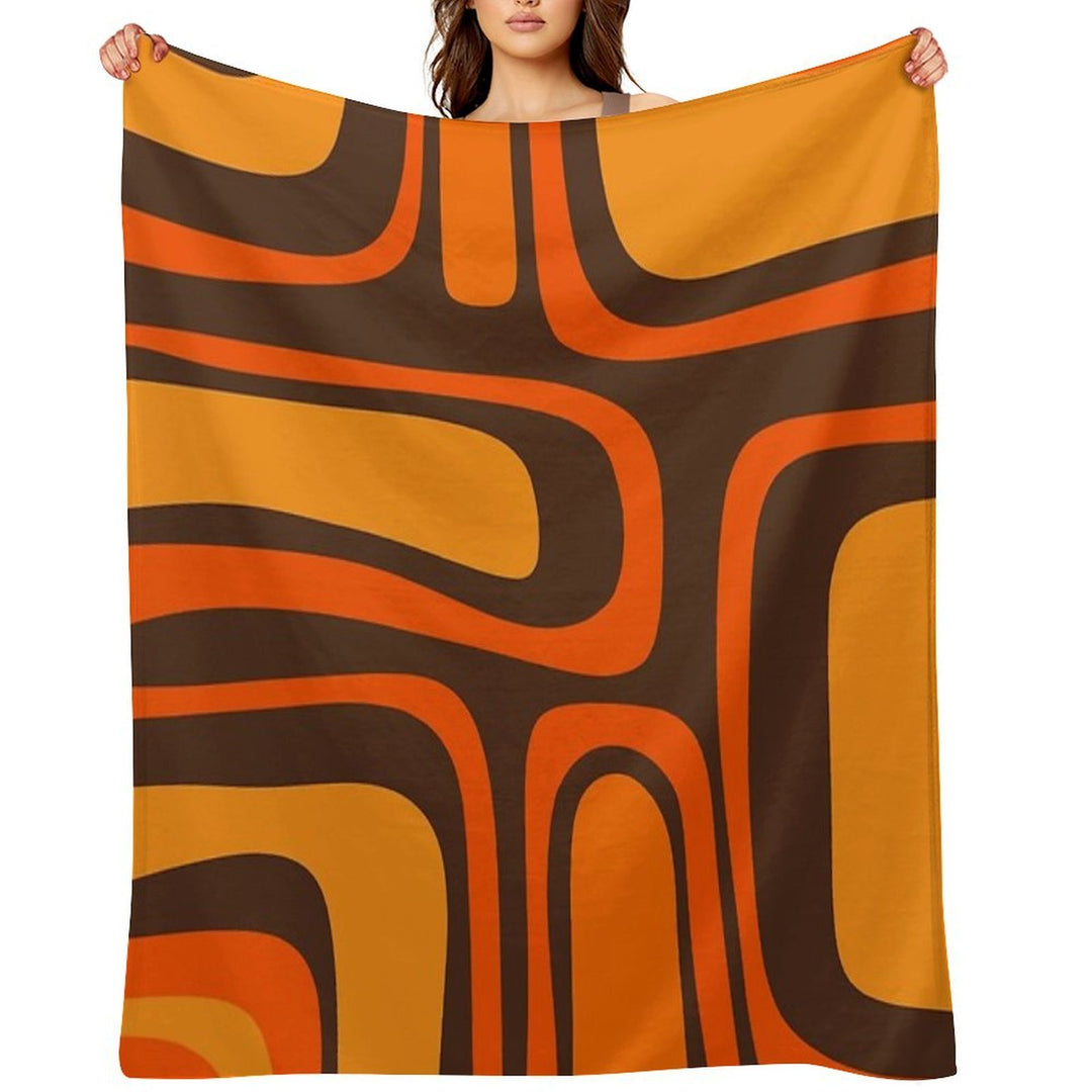Palm Springs Retro Mid-Century Modern Abstract Pattern in 70s Brown And Orange Compact Throw Blanket