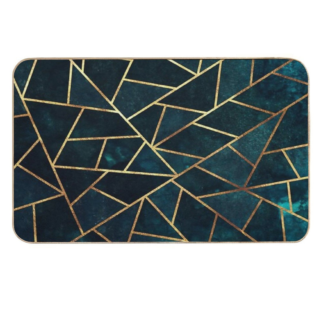 Deep Teal Geometric  Absorbent Bath Mat