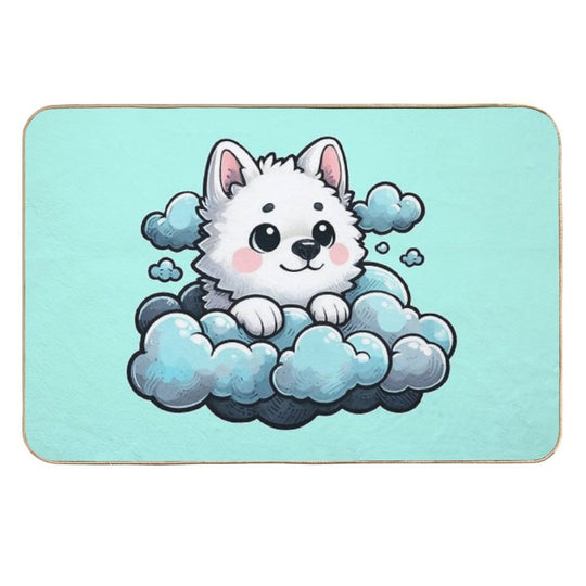 Cute Fluffy Cloud Pup  High-Traffic Bath Mat