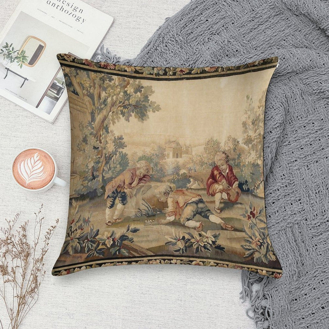 Aubusson  Antique French Tapestry Print Soft High-Density Material Throw Pillow