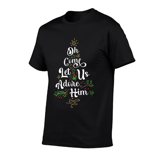 Oh Come Let Us Adore Him Jesus Family Christian Christmas  Slim-fit Cut T-Shirt