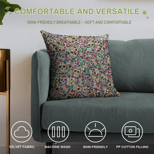 Mexican Sugar Skulls Soft Warmth Comfort Throw Pillow