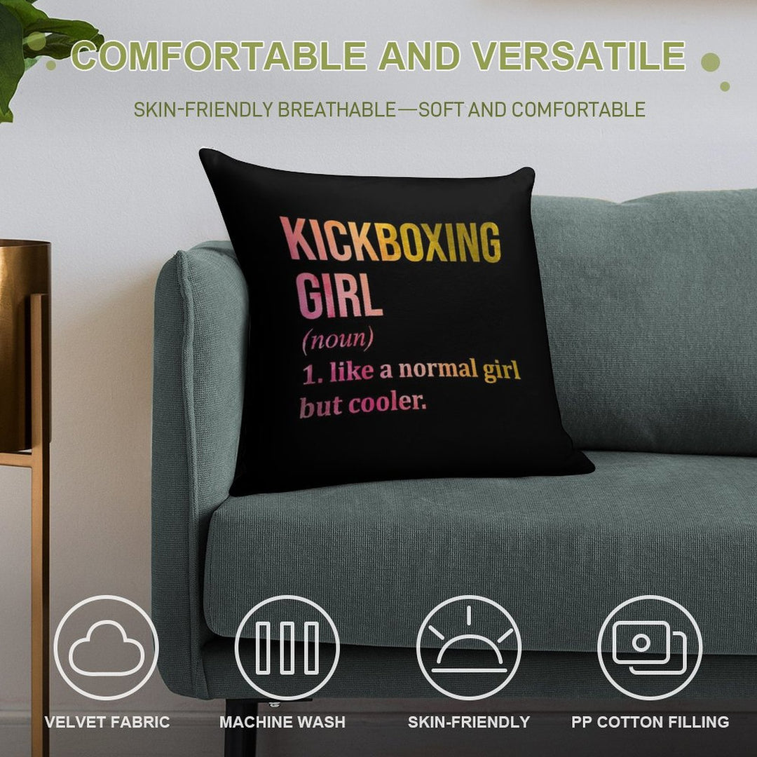 Kickboxing Girl Definition in Watercolor Soft Gift Ready Throw Pillow