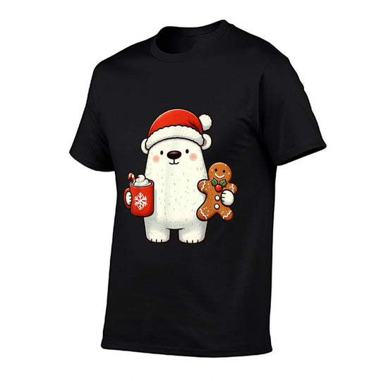 Polar Bear Santa Hat Christmas Holiday Xmas Coffee Cookies  Eco-friendly Material T-Shirt