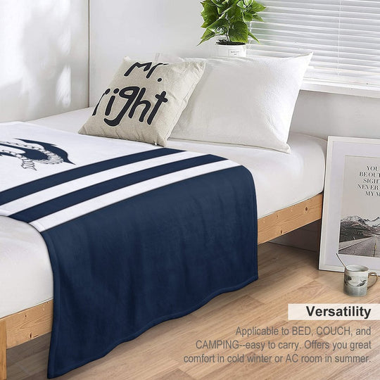 Nautical Blue Anchors with Blue And White Stripes Quick-dry Throw Blanket