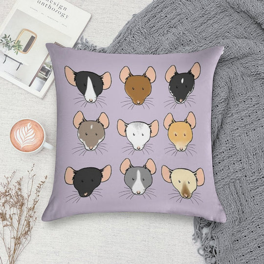 Ratty Faces Soft Washable Throw Pillow