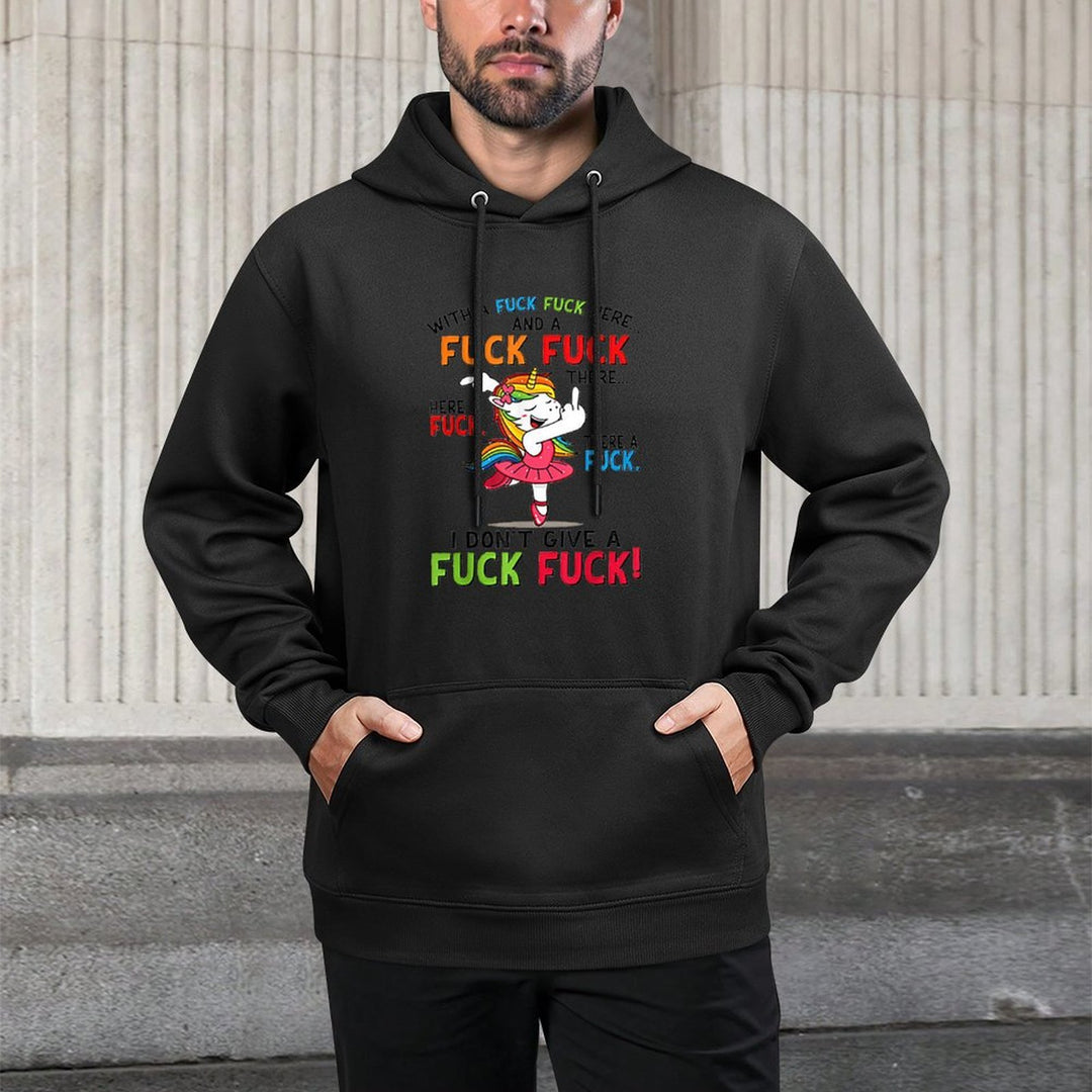 With A Fuck Fuck Here Unicorn Dancing Tshirt Layering Staple Hoodie