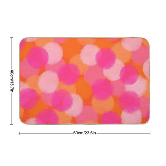 Abstract, Hot Pink And Orange, Paint Brush Effect Round  Pet-Safe Bath Mat