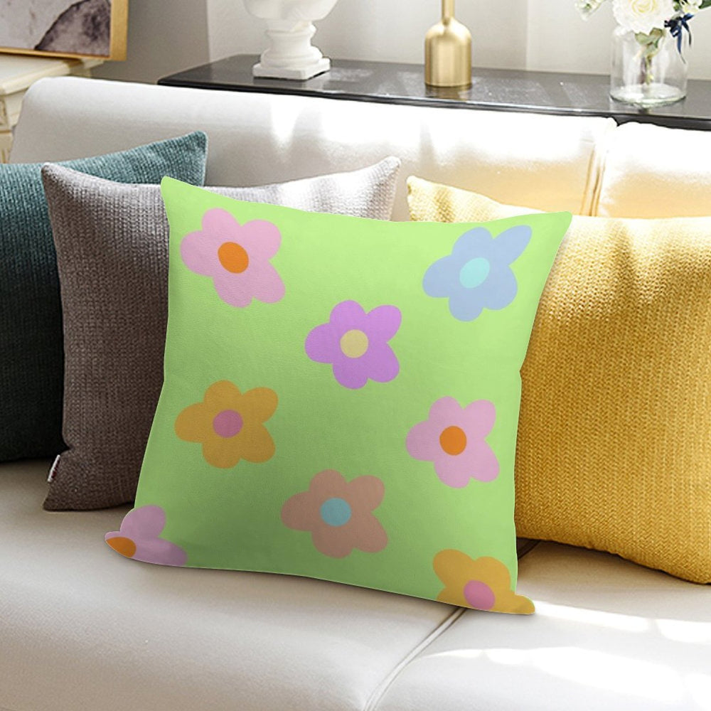 Pastel 5-petal Flowers Soft Gift Ready Throw Pillow