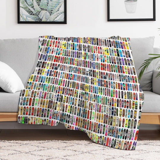 Vintage Skateboard Print Anti-pilling Throw Blanket