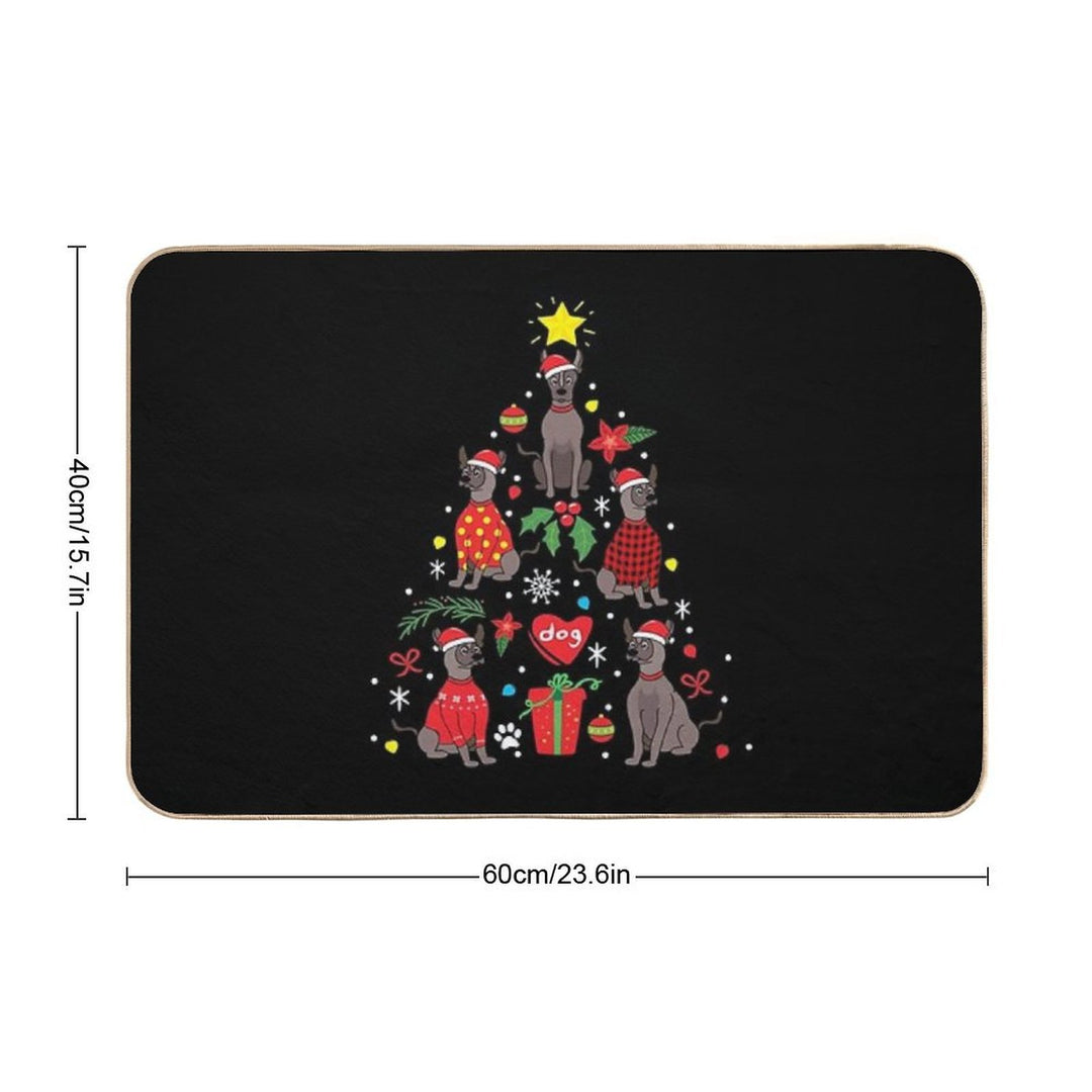Xolo Dog Christmas Ornament Tree  Easy To Clean Bath Mat