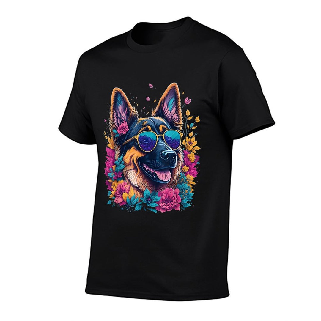 Flower German Shepherd Spring Nature Dog Lovers For Women  Moisture-wicking T-Shirt