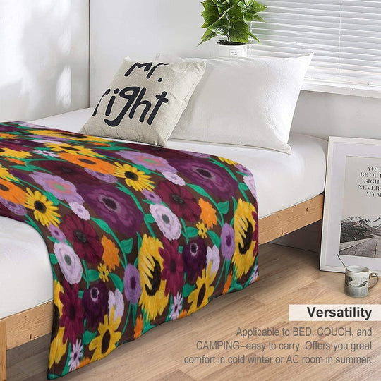 Surprise Song Piano Flowers  Acoustic Set Velvety-soft Throw Blanket