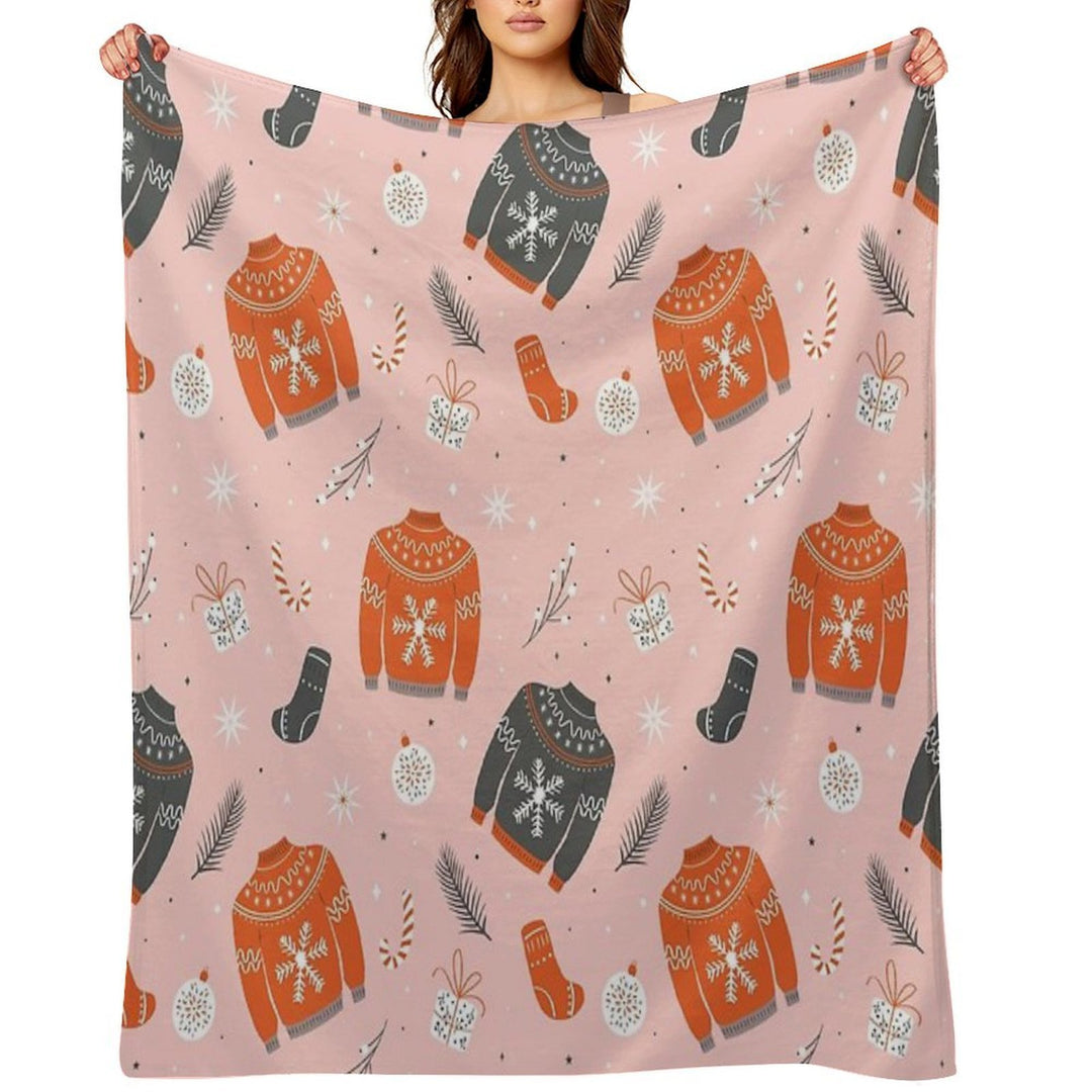 Christmas Sweater Pattern Pink Anti-pilling Throw Blanket