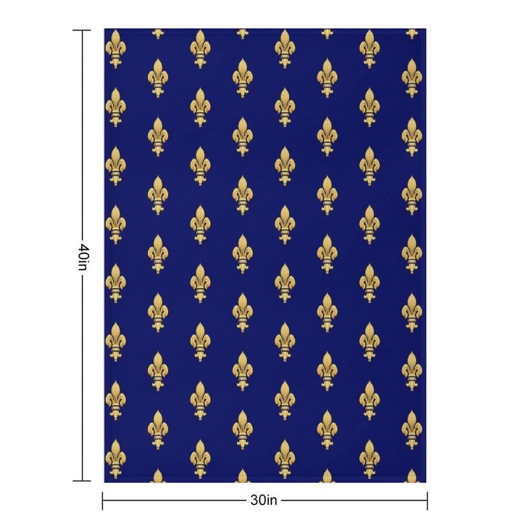 Royal Fleur De Lys Blue Wrinkle-free Throw Blanket