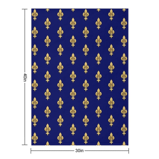 Royal Fleur De Lys Blue Wrinkle-free Throw Blanket