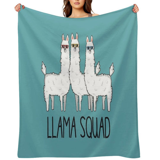Llama Squad- Funny Cute Llama Gift Plush Throw Blanket