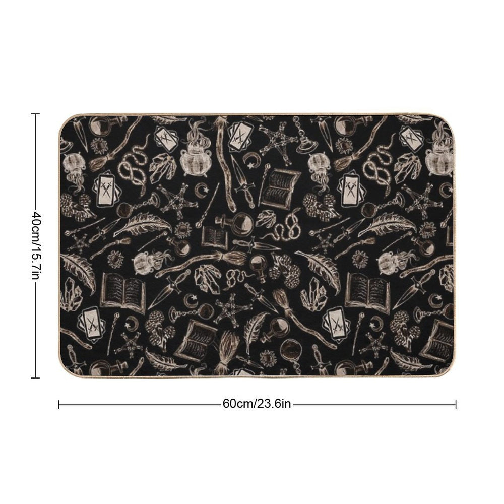 Modern Witches Altar in Black And Gold  Dirt-Trapping Bath Mat