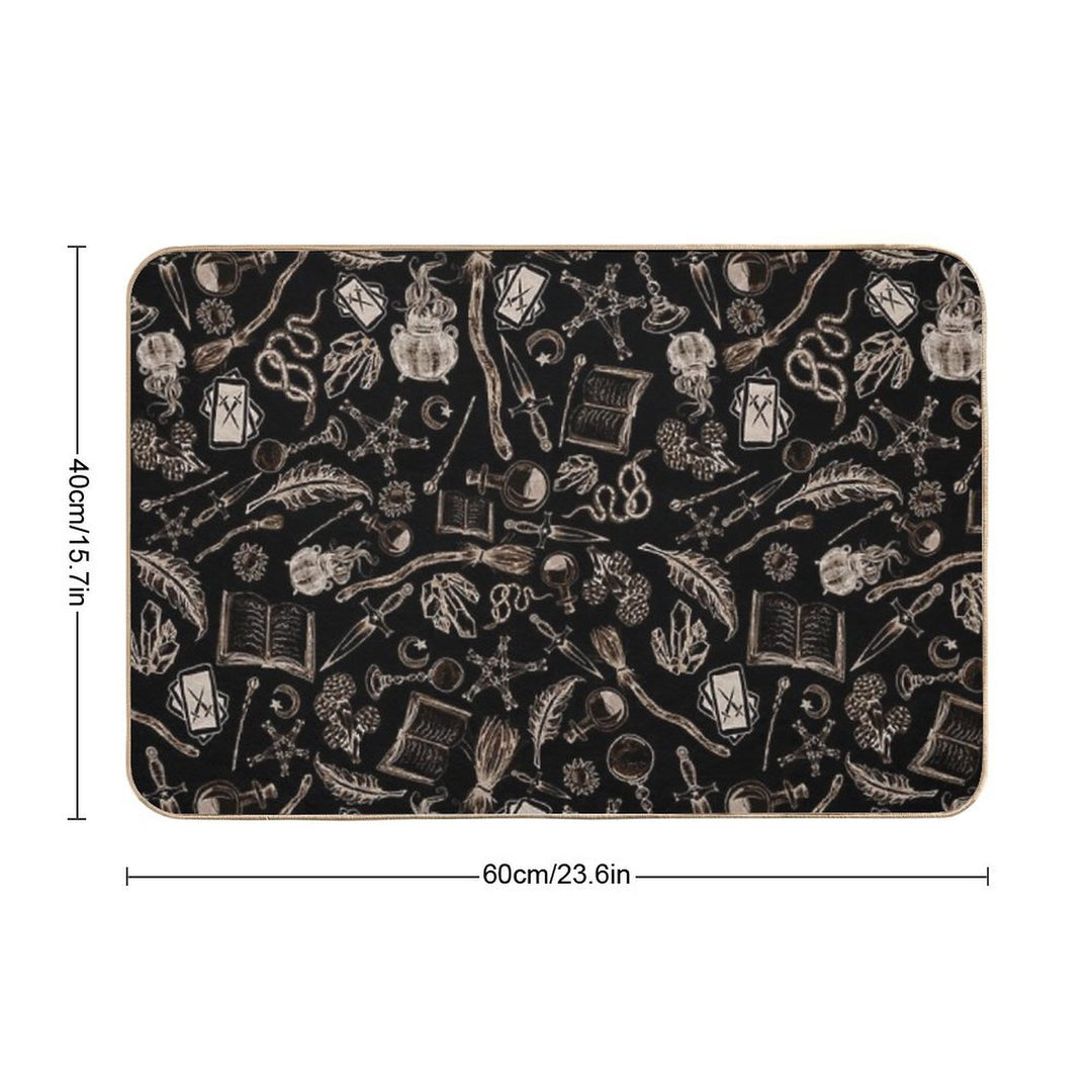 Modern Witches Altar in Black And Gold  Dirt-Trapping Bath Mat