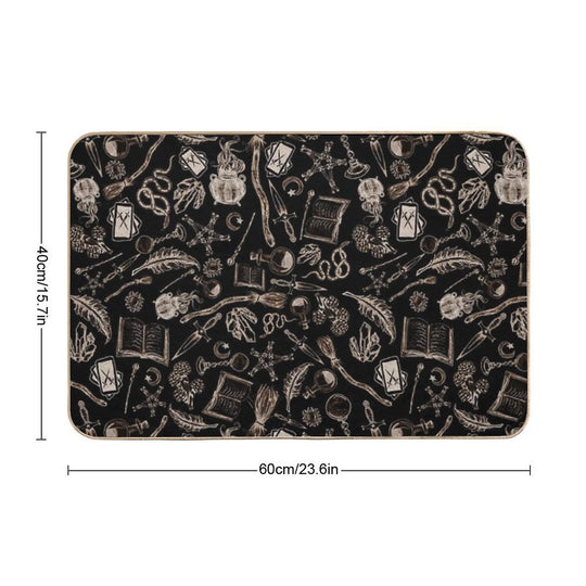 Modern Witches Altar in Black And Gold  Dirt-Trapping Bath Mat