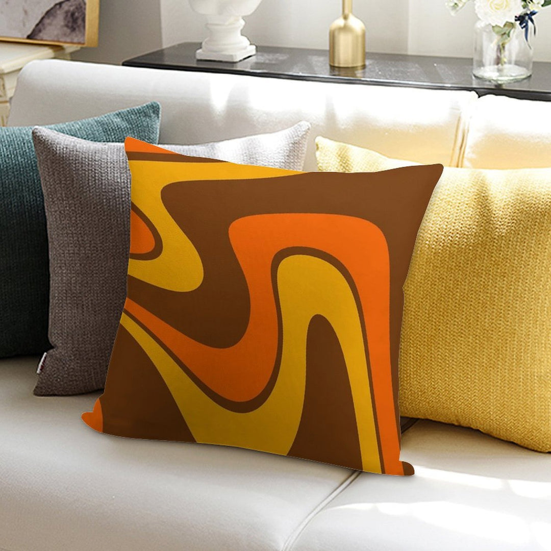 70s Retro Vintage Style Design Orange Yellow And Brown Soft Style Accent Throw Pillow