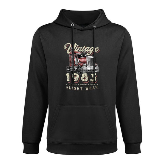 Vintage 1983 Trucker Big Rig Truck Driver 40th Birthday Durable Construction Hoodie