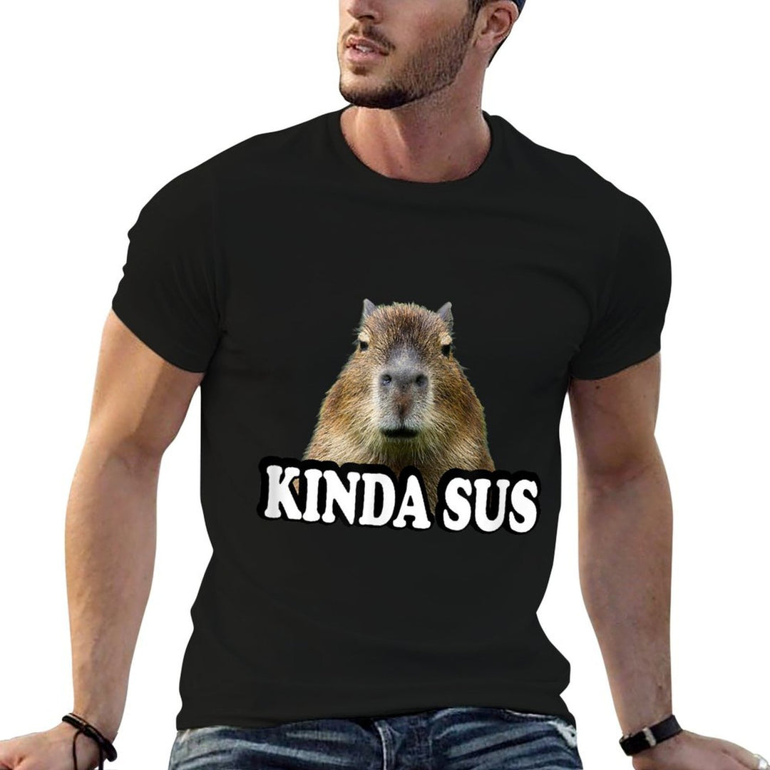 Kinda Sus Meme Lover Capybara  Easy-care T-Shirt