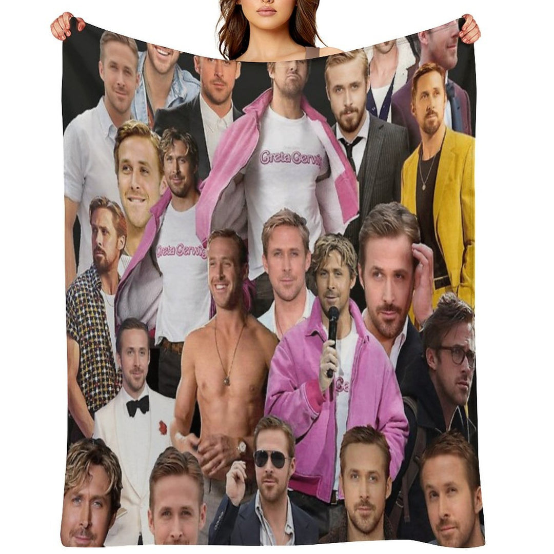 HIGH QUALITY Ryan Gosling Photo Collage Sustainable Throw Blanket