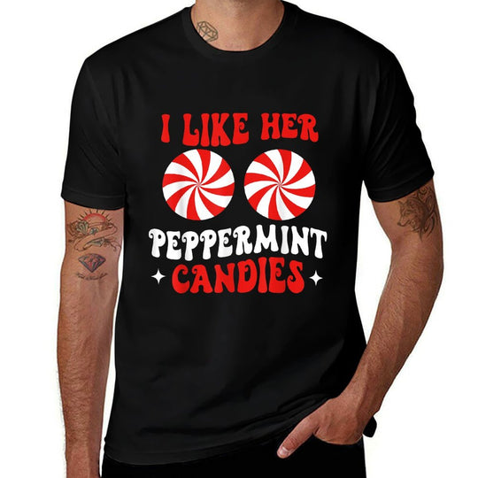 I Like Her Peppermint Candies Couples Matching Christmas  Quick-drying T-Shirt