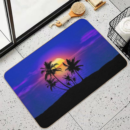 Tropical Sunset Palm Trees  Odorless Bath Mat