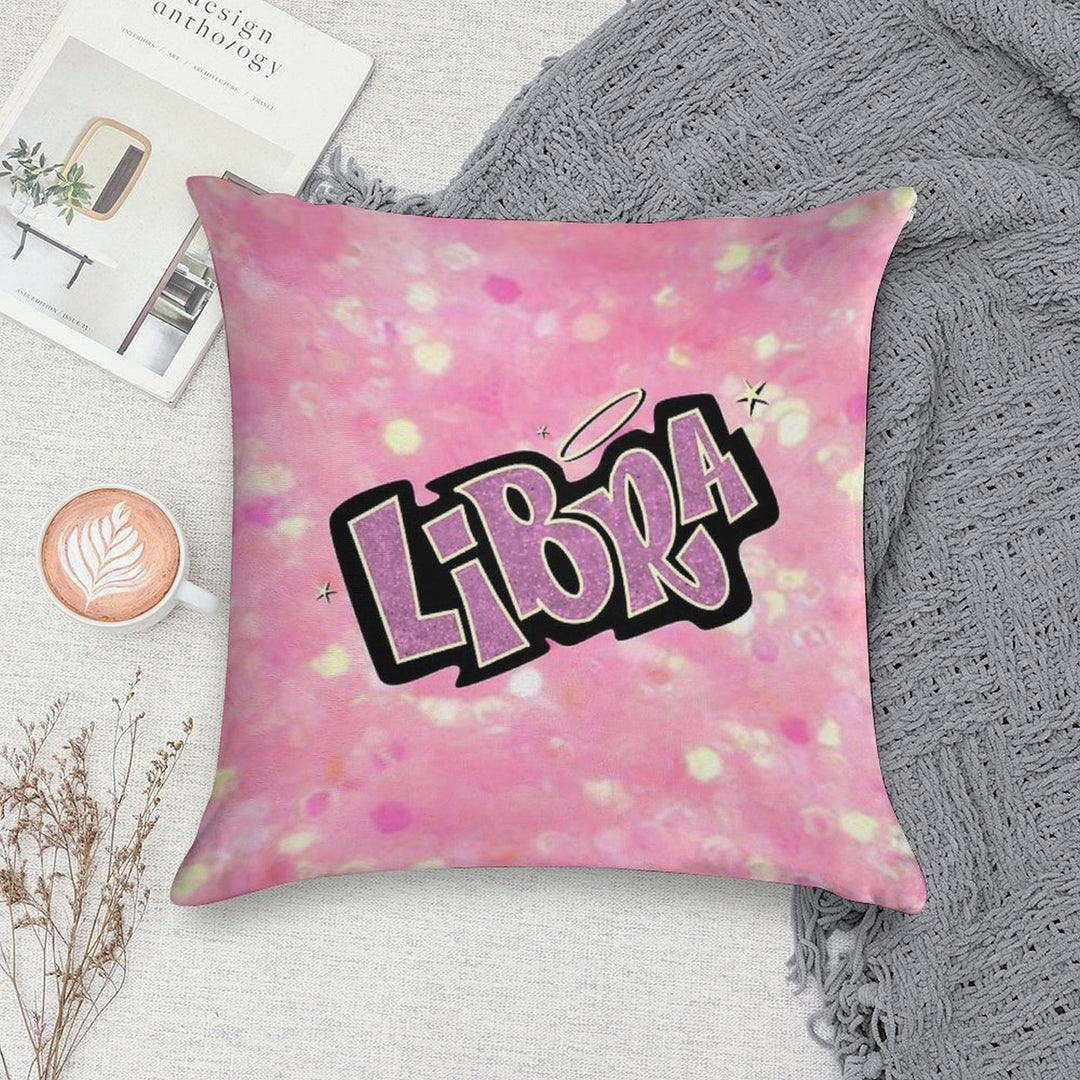 Libra Bratz Style - Iconic Pink Glitter Font Logo Cute Y2k Aesthetic Soft Decorative Cover Throw Pillow