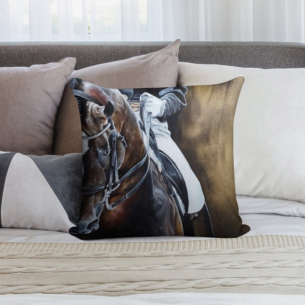 Dressage Horse on Gold Soft Warmth Comfort Throw Pillow