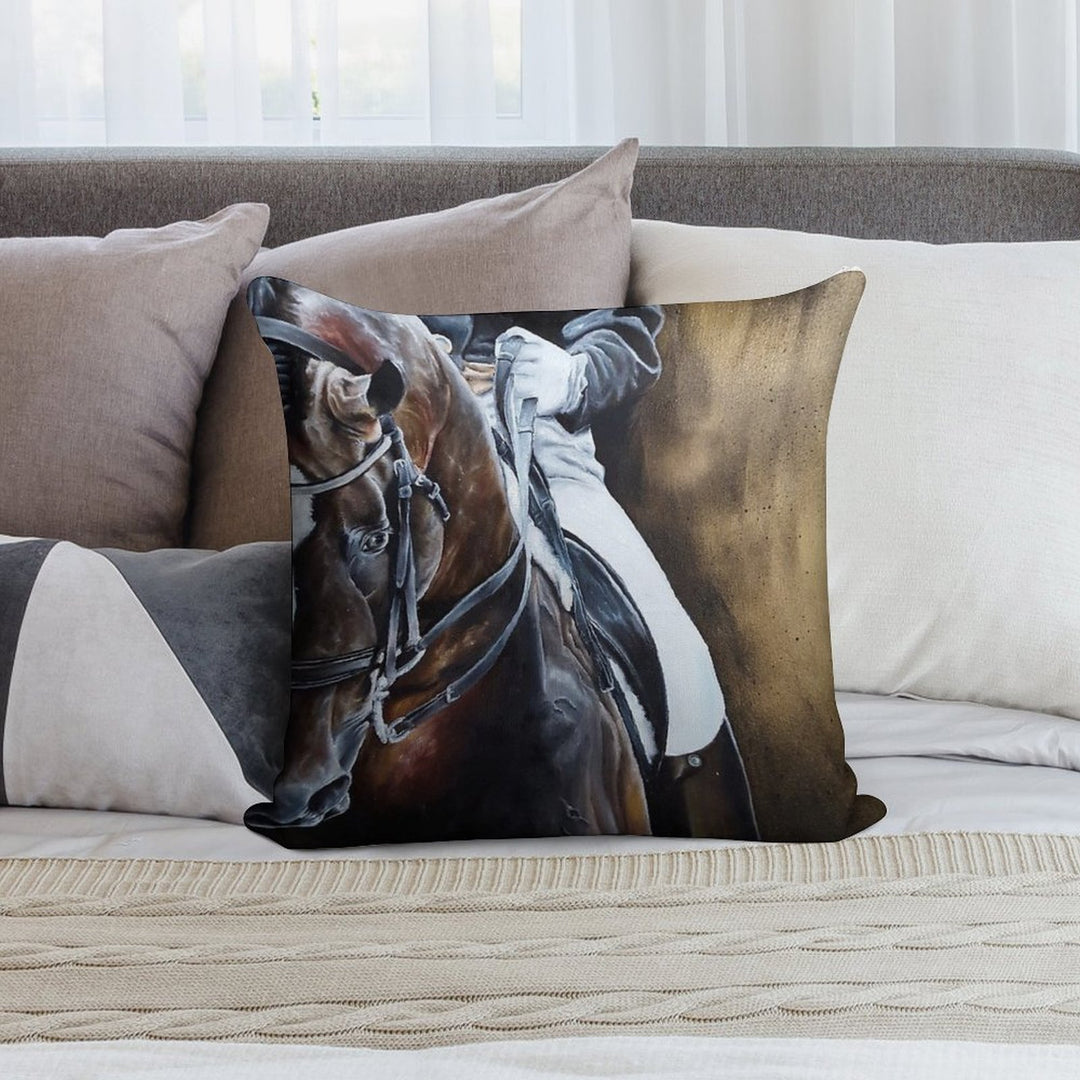 Dressage Horse on Gold Soft Warmth Comfort Throw Pillow