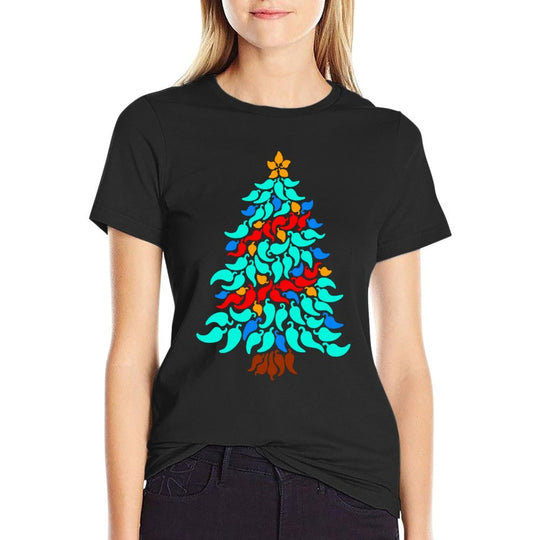 Chili Pepper Christmas Tree Funny Hot Spicy Sauce Salsa Fan  Tagless Design T-Shirt