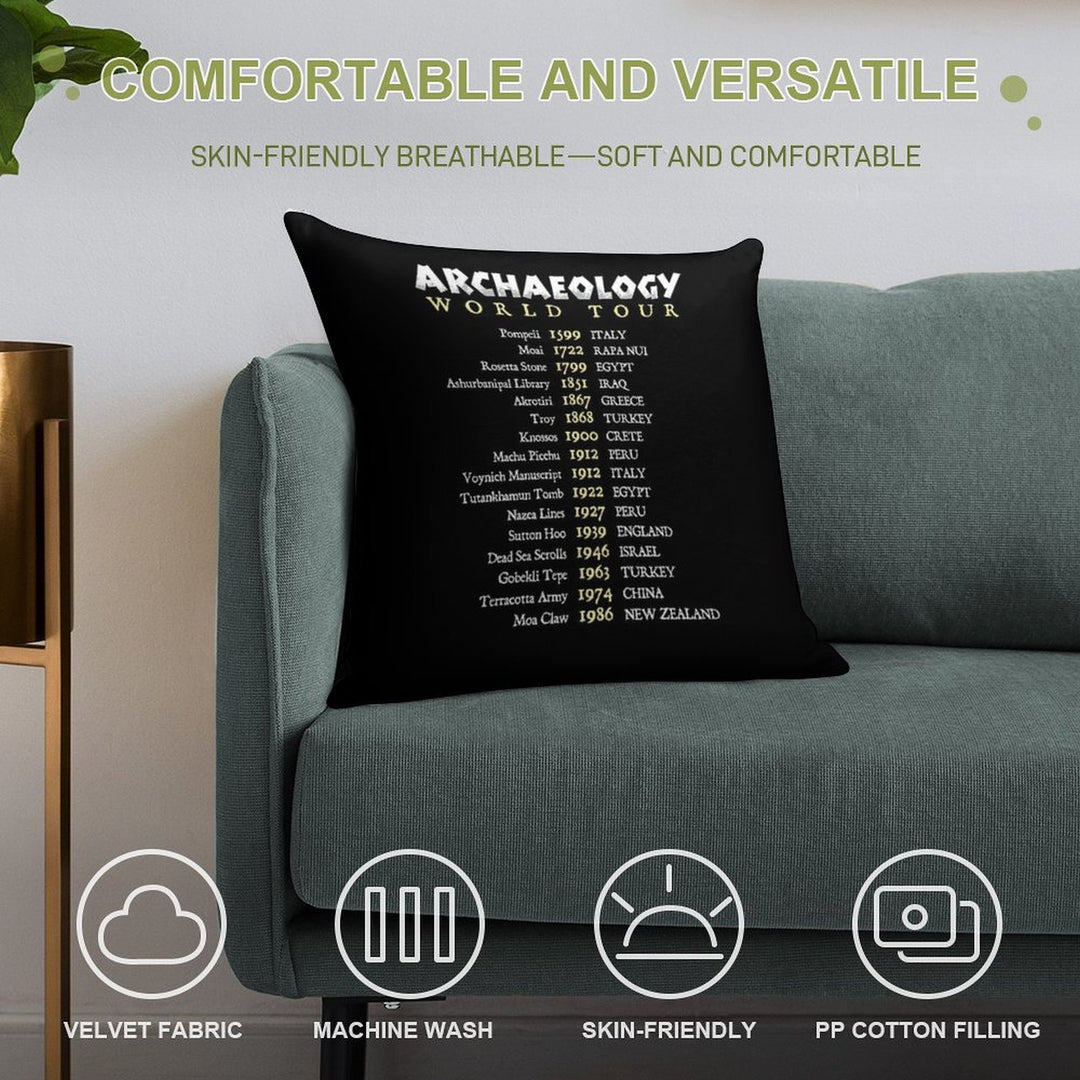 Archaeologist World Tour Funny Historical Dig Sites Soft Easy Maintenance Throw Pillow