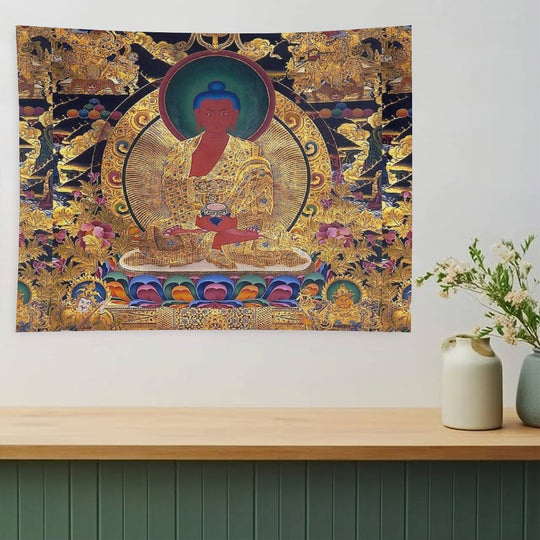 Mandala 116 Golden Amithaba Buddha Thangka Tapestry