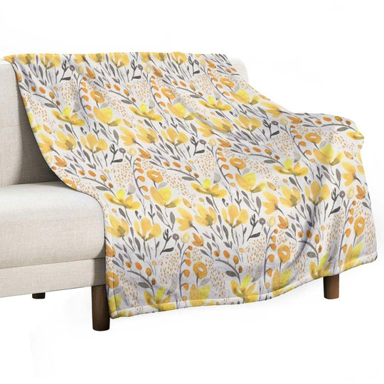 Yellow Field Wrinkle-free Throw Blanket