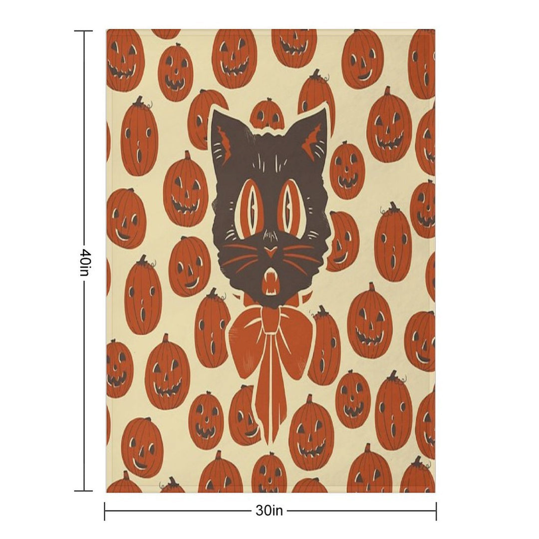 Vintage Inspired Halloween Scaredy Cat Quick-dry Throw Blanket